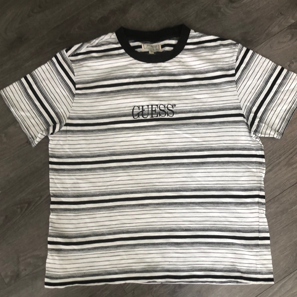 Guess black white stripped t-shirt size large